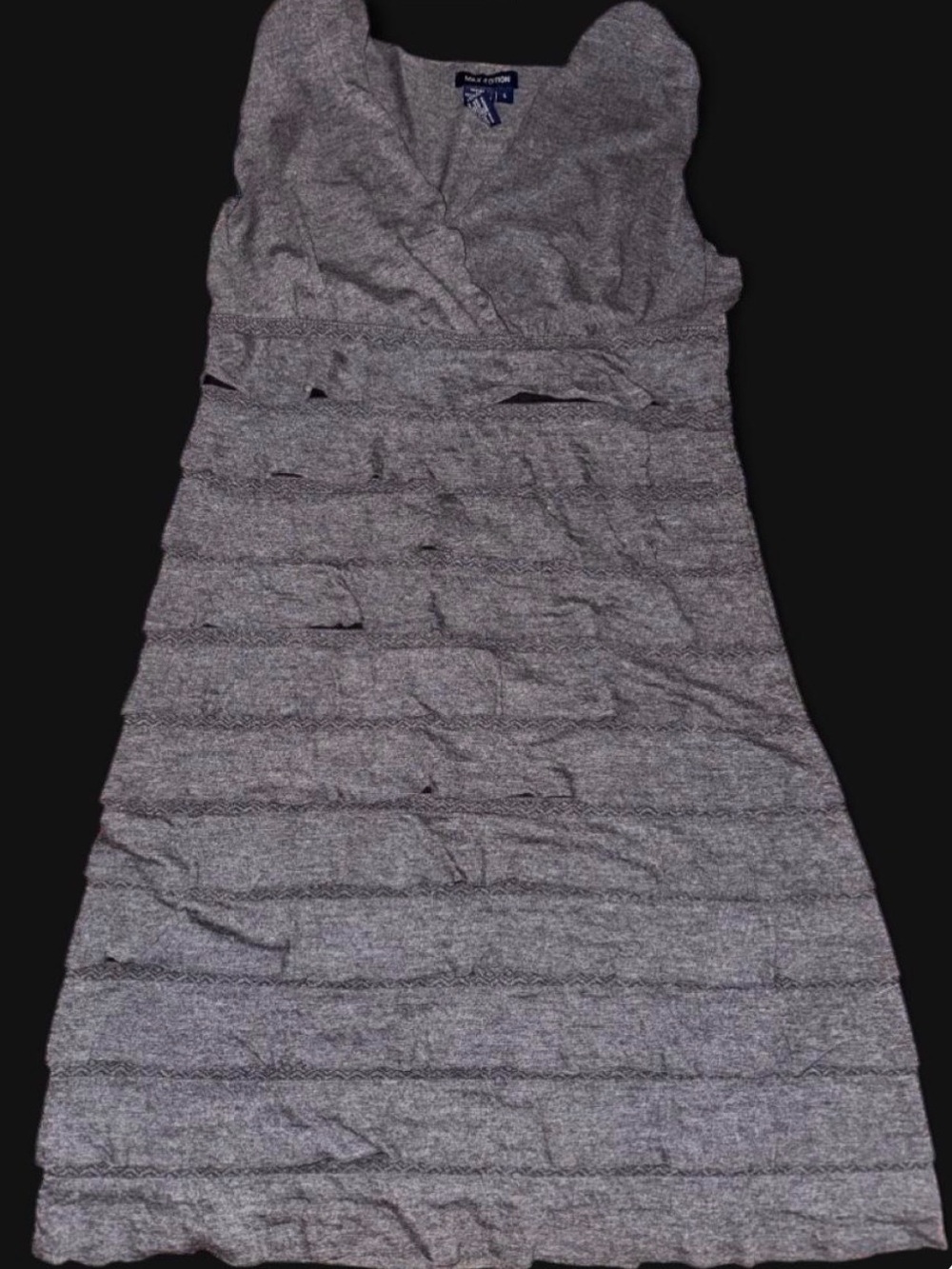 Max Edition Gray Knit V-Neck Dress